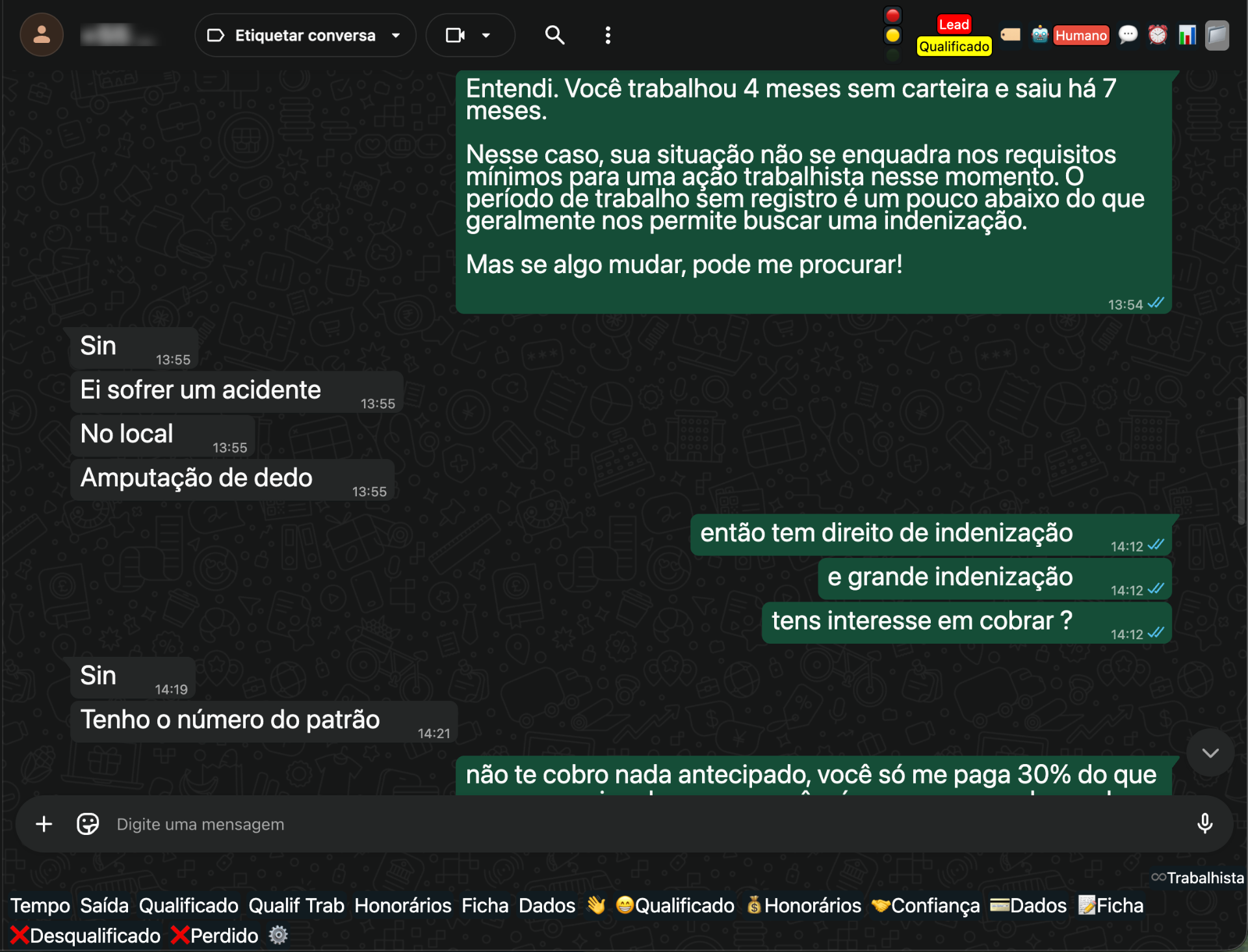 Conversa de qualificação - lead qualificado